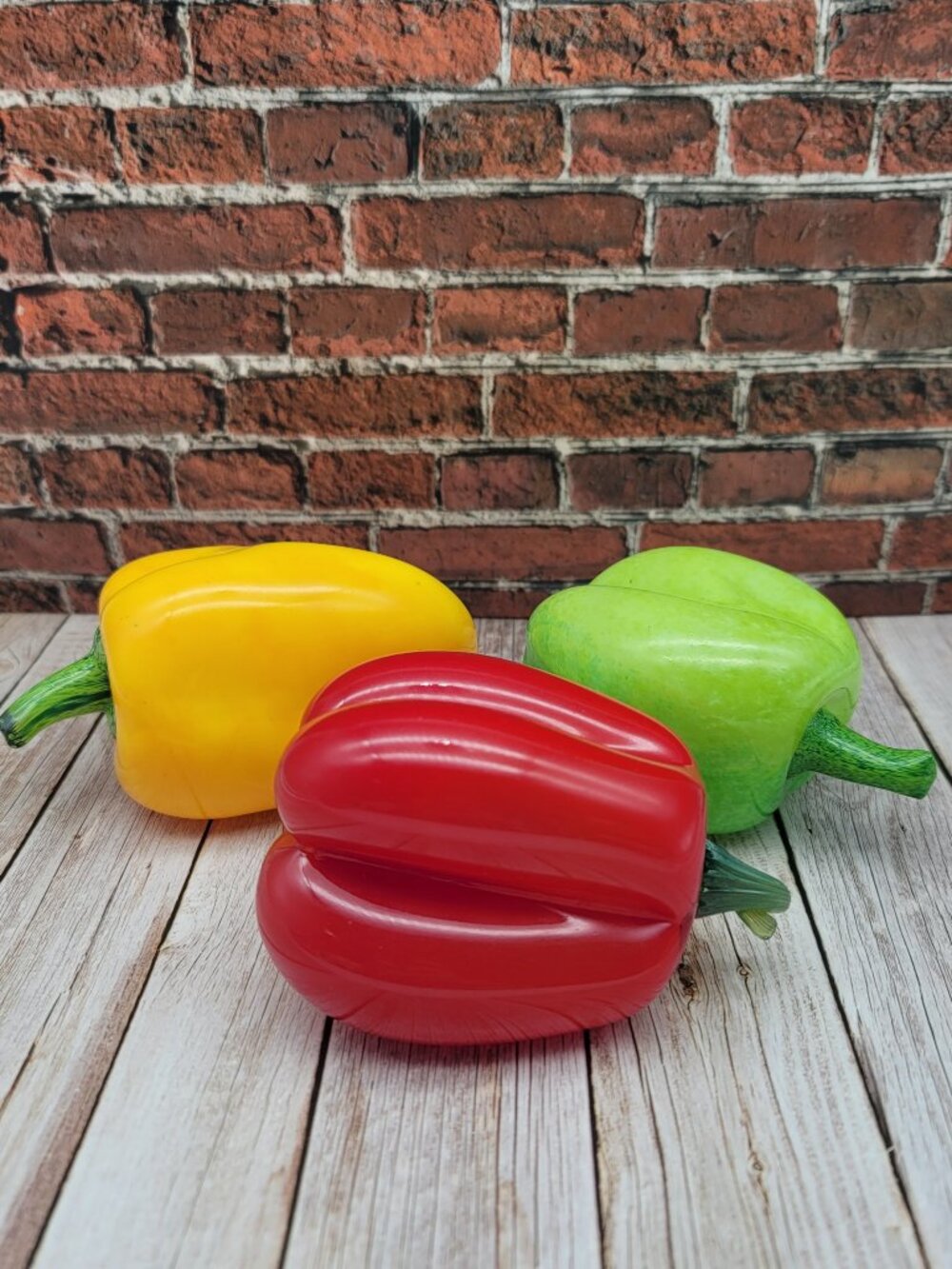 Bright Colored Art Glass Bell Peppers All Signed @Thames Glass & AE 98